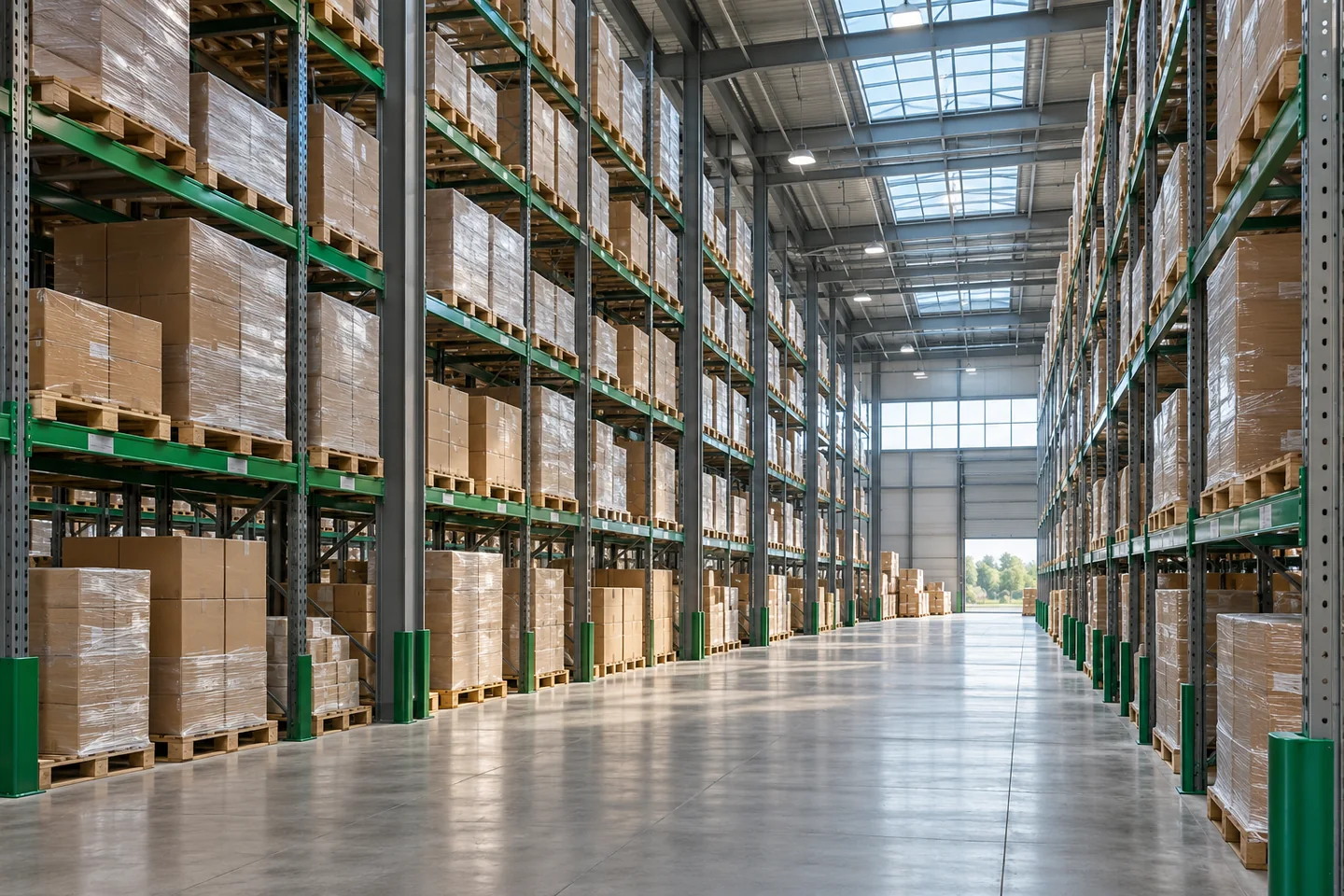 Conceptual photograph of organized warehouse and distribution operations